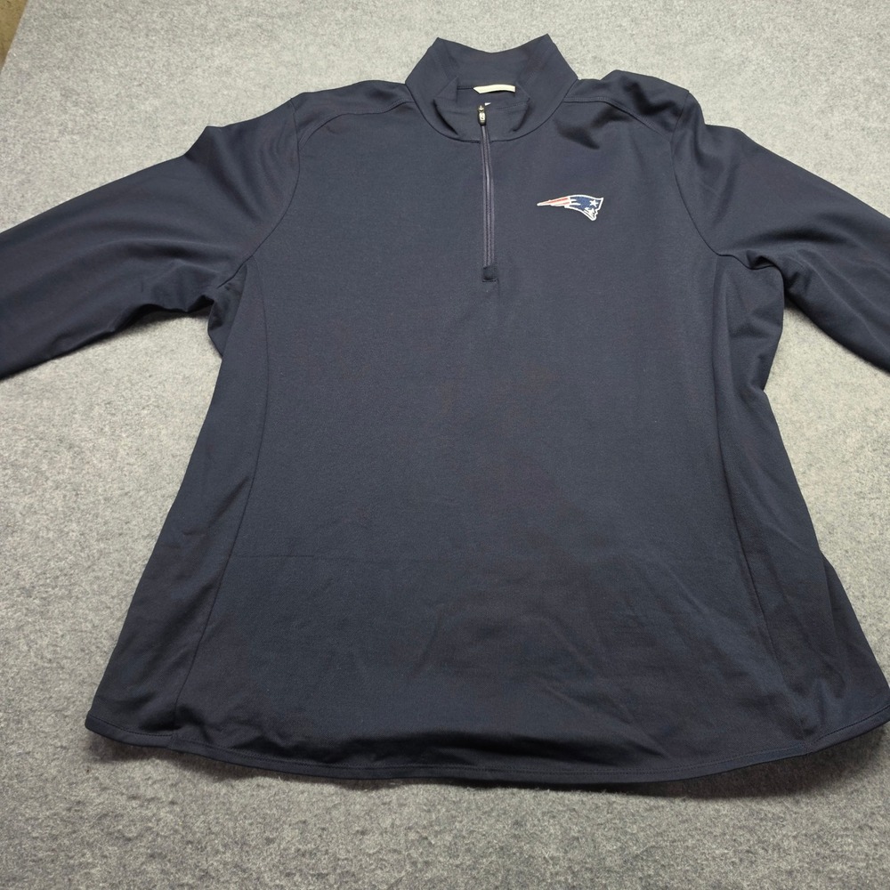 Cutter & Buck Mens New England Patriots Navy Blue Quarter Zip CB DryTec 50  3XL